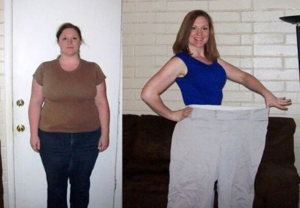 Žena pred a po dodržiavaní pitnej diéty
